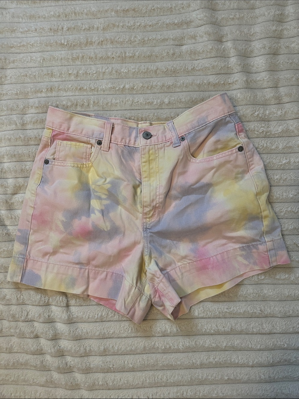 American Eagle Outfitters Pastel Tie-Dye Denim Shorts